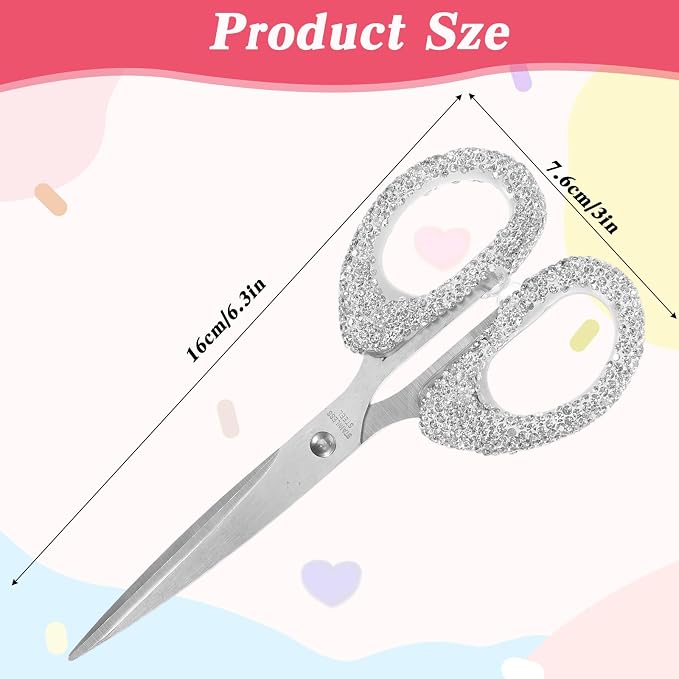 6.3 Inch Bling Rhinestone Scissors, Stainless Steel Scissors for Crafting | Office, Home, Multi-use Paper Cutting Tool