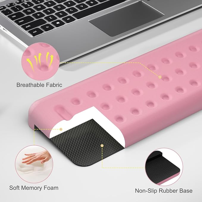 Leolee L-Shaped Desk Elbow Pads for Desk, Light Pink Memory Foam Arm Rest | for Desk with Non-Slip Base, Ergonomic Desk Edge Cushion, Wrist Rest for Computer Keyboard, Typing, Office, Home (2 Piece)