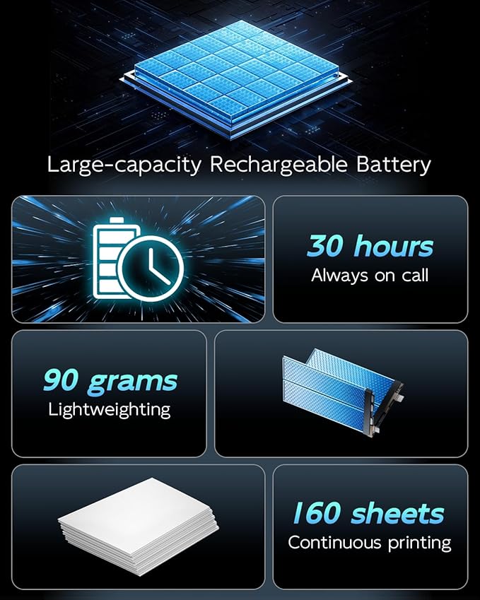 Portable Printers Wireless for Travel, A285M Bluetooth Inkless Thermal Printer, Support 8.5" X 11" US Letter & A4, Small Mobile Printer with Carry Case and 4 Rolls Thermal Paper, for Home Car Receipt