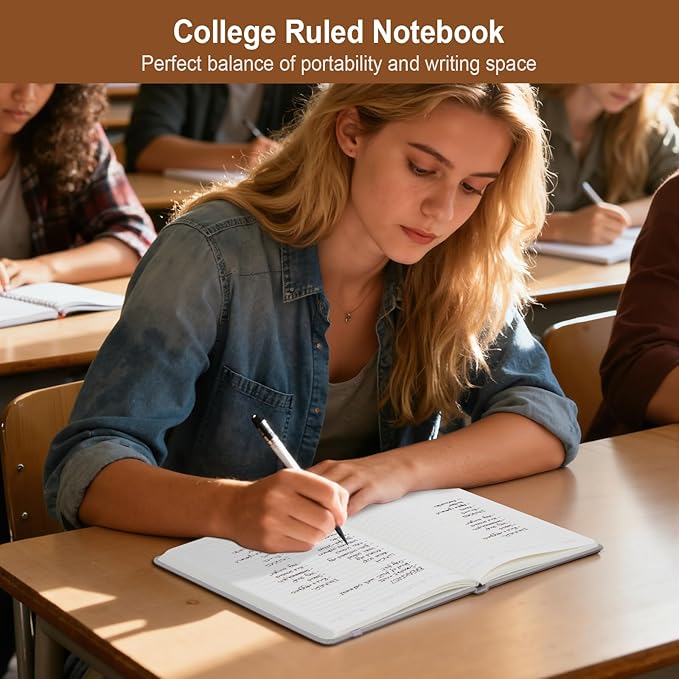 ViVin Lined Journal Notebooks for Work,192 Pages,Medium 5.5 x 8.3 inch,College Ruled,A5 Hardcover Journaling Notebooks for Work,3 Pack(Black,Navy Blue,Dark Dreen)