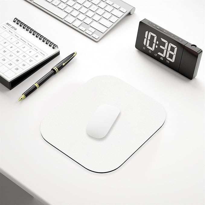 Hsurbtra Mouse Pad, Premium-Textured Small Square Mousepad 8 x 9 Inch White, Thick 3 mm Anti-Slip Waterproof Rubber Pretty Cute Computer Mat for Office Home Gaming Laptop Men Women Kids