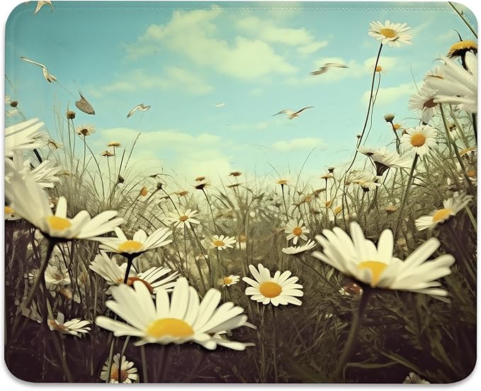 Serenity in Spring Daisies Mouse Pad - A Breath of Fresh Air for Your Desk, Stitched Edges Non-Slip Rubber Base Mouse Pads for Computers Laptop