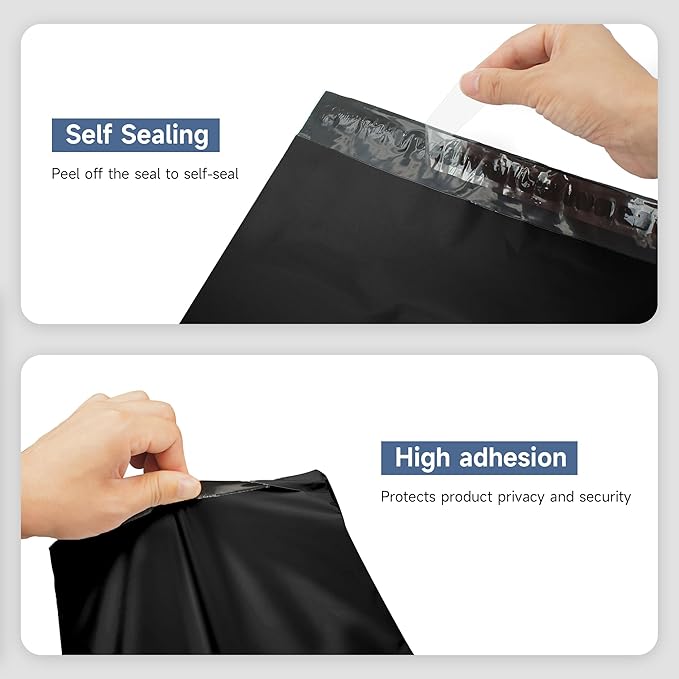 Large Poly Mailers 10x13 Shipping Bags for Small Business – Self Sealing Package Envelopes (10 x 13,Black),100 Count (Pack of 10)