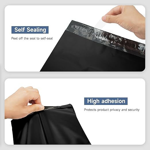 KKBESTPACK 200 Pcs 12x15.5 Poly Mailer Envelopes Shipping Bags Self Adhesive Waterproof Bags (Black), 12 x 15.5