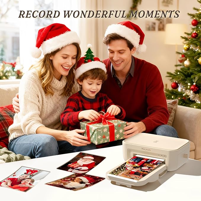 iDPRT 4×6 Photo Printer, Portable Color Picture Printer, Thermal Sublimation Mini Picture Printer, Bundle 108 Sheets Photo Paper & 2 Ribbon Cassette, Photo Printer for iPhone & Android