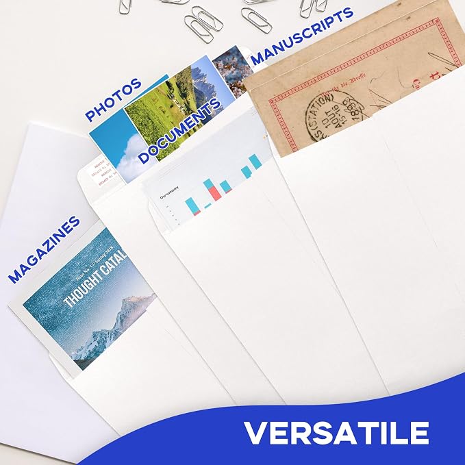 Goefun White Manilla Envelopes 9x12, 250 Pack | Self Seal, Large White Envelopes, 100 GSM, For Mailing, Organizing and Storage