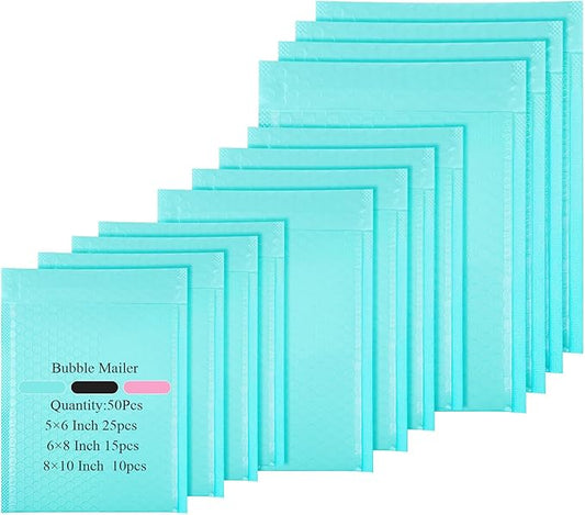 100 Pcs Kraft Bubble Mailers 3 Size Padded Envelopes Kraft Poly Mailers Bubble Lined Shipping Envelopes Mail Shipping Bags for CDs Book Business Supplies (Green)