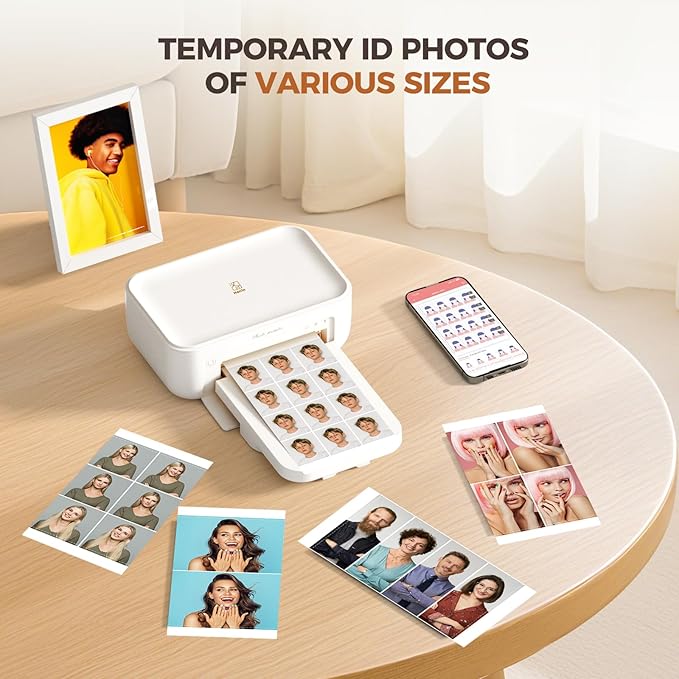 iDPRT 4×6 Photo Printer, Portable Color Picture Printer, Thermal Sublimation Mini Picture Printer, Bundle 108 Sheets Photo Paper & 2 Ribbon Cassette, Photo Printer for iPhone & Android, White
