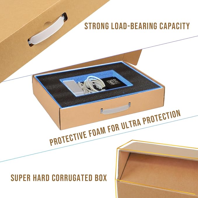 Upgraded Laptop Shipping Box, Secure Laptop Box for Shipping with Foam, Fit 13-17 Inch Computer Cardboard Mailer Box