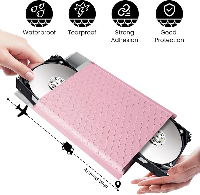 Fuxury Light Pink Bubble Mailers 8.5x12" Padded Envelopes 500 Pack | Usable Size 8.5x11 Strong Adhesion Bubble Envelope Self Seal Padded Mailer for Small Business Mailing Books Clothes Supplies