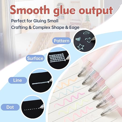 Fine Tip Glue Pen, Quick Dry Roller Stick Pens, Apply Glue Like Writing, Easy Control Precision Adhesive for Scrapbooking, Card Making, Crafting, Foil Calligraphy, Craft Supplies