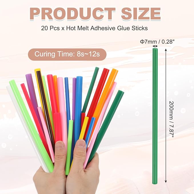 PATIKIL Hot Glue Sticks for Glue Gun, 20 Pcs Colored Hot Melt Adhesive Glue Sticks Bulk for DIY Projects Craft Art Decoration Home Repairs, Dark Green (7.9" x 0.28")
