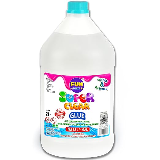 Super Clear Glue 1 Gallon, FunKidz All Purposes School Home Projects Liquid Glue Great for Slime Making Supplies Washable Non-Toxic Use for Arts & Crafts Wood Paper Cardboard