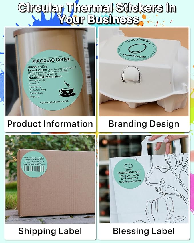 3 Inch (76.2mm x 76.2mm) Round Thermal Printer Label Stickers Self-Adhesive Circle Convenient Multi-Purpose Blank 3" Sticker Roll for Family Classification, Gift Sealing, Green (500Pcs)