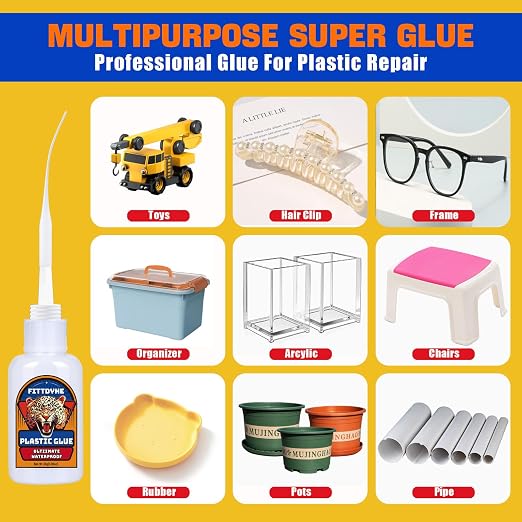 3D Printer Glue Super Plastic Glue 30 g, Super Glue for Plastic, Strong Fast Drying Clear Heavy Duty Waterproof Adhesive for Toys, Miniatures, Model, Acrylic, PVC, PLA, ABS,PETG,TPU