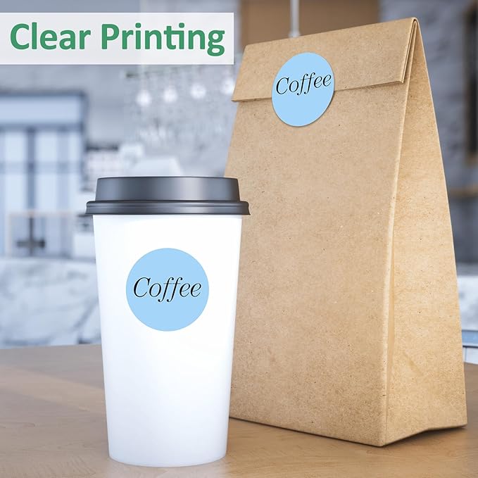 2500 Pcs 2 Inch Circle Thermal Sticker Labels Self Adhesive Round Direct Thermal Labels Multipurpose Printer Stickers for DIY Logo Design, Qr Code, Name Tag