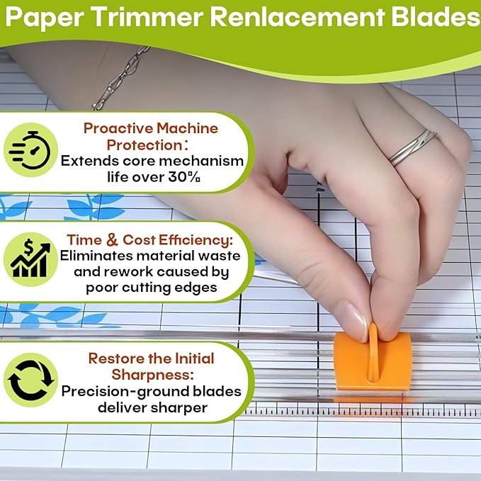 9-Pack 157400-1001 Titanium TripleTrack Blades Replacement for Fiskars SureCut & Precision Paper Trimmer | Compatible with Style, 12" Portable Craft Paper Cutter (Relace Model 196870-1005)