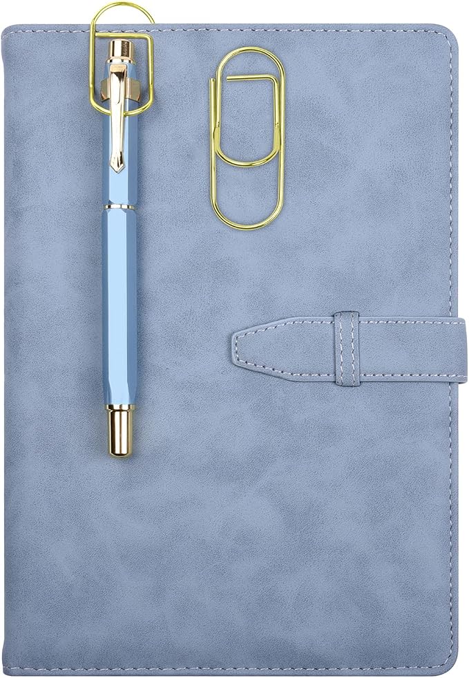 Wisdompro 12 Pack Paper Clip Pen Holder for Notebook, Journal, Gold | Stainless Steel, Large Paperclip Pencil Holder for Travelers Planner, Book, Binder, Clipboard, Bible, Fits Most Pen Sizes