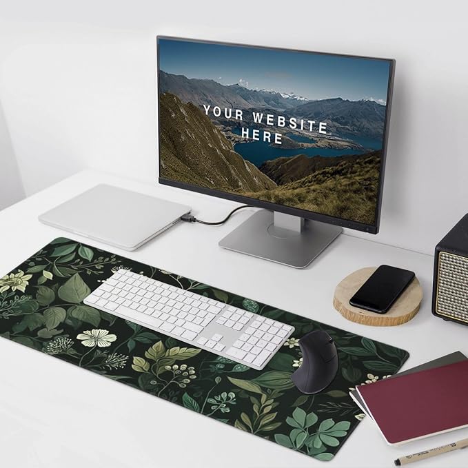 XXL Gaming Mouse Pad 35.4x15.7 Inch, Large Extended Desk Mat | Vintage Botanical Design, Non-Slip Rubber Base, Water-Resistant Surface and Stitched Edges for Gaming, Office & Home