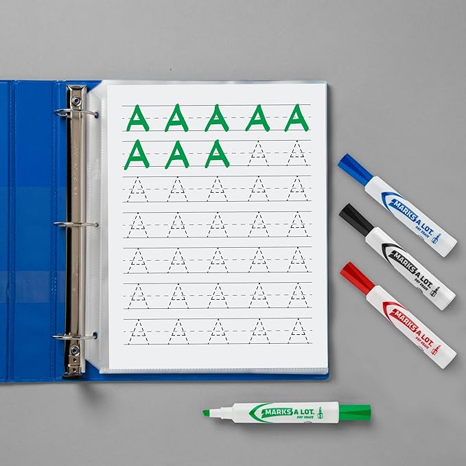 Avery Marks A Lot Dry Erase Markers, Low Odor White Board Markers with Chisel Tip, 4 Assorted Colors (24409)