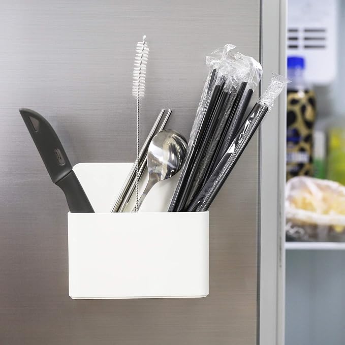 MoKo Magnetic Pen Holder, 2-Pack, Whiteboard Organizer, White | Magnetic dry erase marker holder has two adjustable compartments and an ABS body for whiteboards and refrigerators.