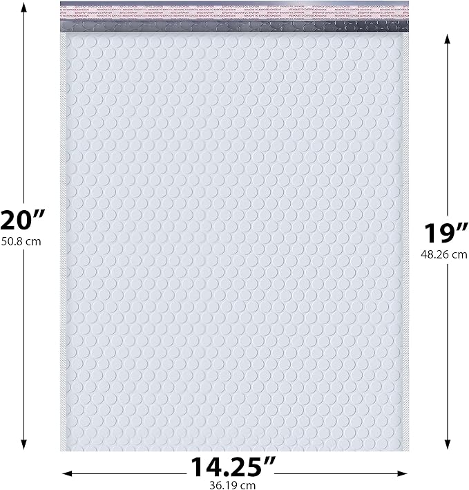 Arctic White Bubble Mailers 14.25x20 Poly Padded Mailers #7 100 Pack | Holds Clothing & Bulk Items, Self-Seal Closure, Cushioned Protection, Water-Resistant Poly, Bulk Pack