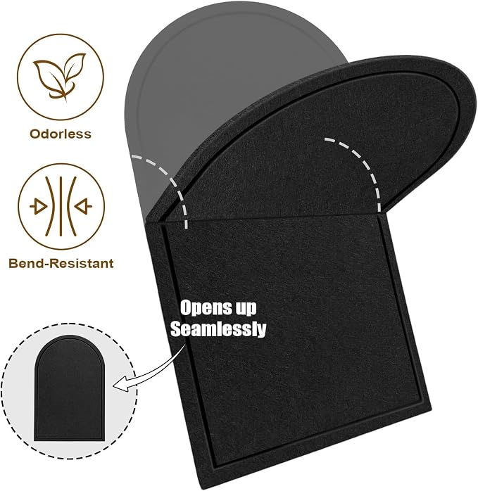 Arched Felt Bulletin Board, Sized 36" x 24" Cork Board Alternative Grooved Edge Foldable for Office & Wall, Foldable Picture Self-Adhesive Boards with Pins Hooks for Photo Display School Home, Black