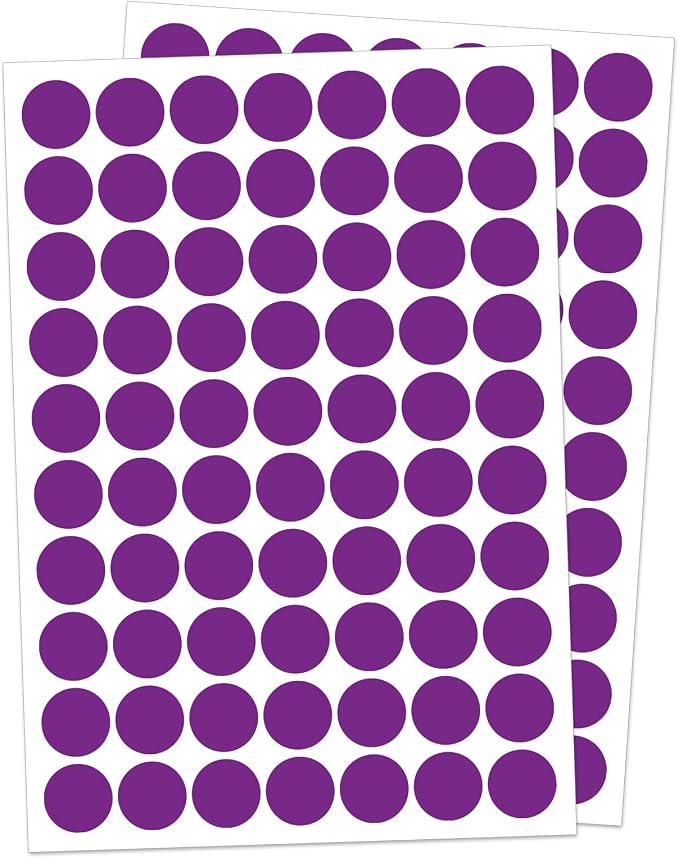 1" Purple Dot Stickers 1050 PCS Circle Round Color Coding Label | Used for manual labor in kindergartens, garage yard price sales, organizing activity color groups,marking spice bottles