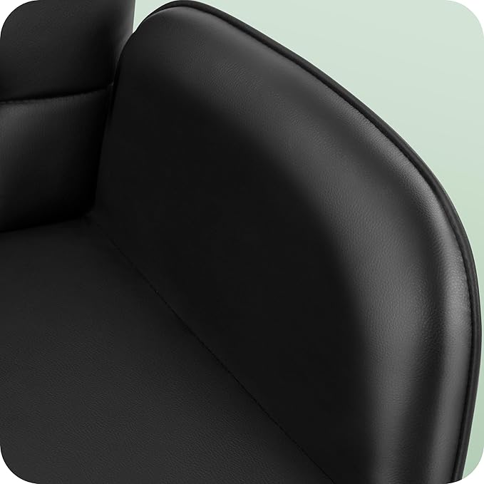 Yaheetech Modern Faux Leather Office Chair Ergonomic Adjustable Computer Chair with Wide Seat, Padded Armrests for Study, Bedroom Black
