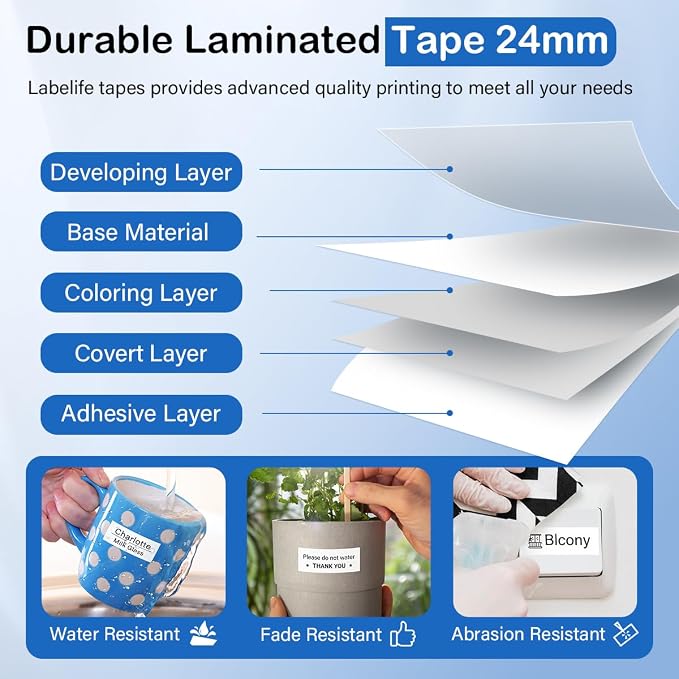 10-Pack TZe-251 24mm TZe Label Maker Tape Compatible with Brother P Touch | TZ Label Tape 24mm 0.94 Laminated White TZe251 TZ-251 1'' for Brother PT-D600 PT-D610BT PT-P710BT P700 P750W