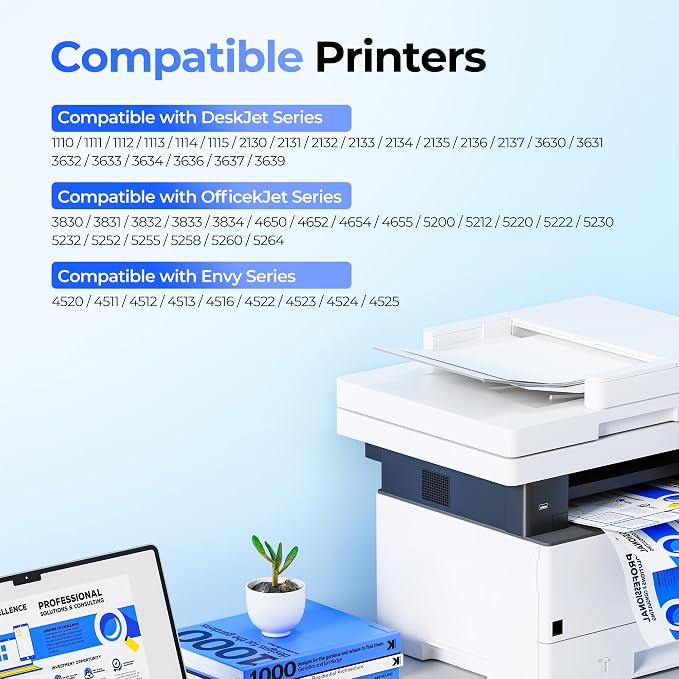 63XL Ink Cartridges Black and Color Compatible for HP Ink 63, High Yield for HP 63XL Ink Cartridge Combo Pack Work for OfficeJet 3830 4650 5255 5258 Envy 4520 4512 DeskJet 3630 1112 (1 Black,1 Color)