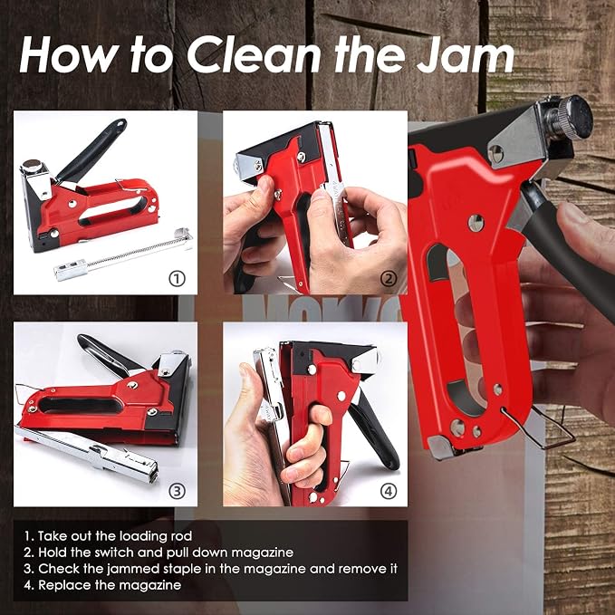 PHITRIC Upholstery Staple Gun Heavy Duty, 4 in 1 Stapler Gun with 1200 Staples, Power Finish Staplers, Manual Brad Nailer Power Adjustment Furniture Stapler Gun for Wood, Carpentry, Decoration DIY