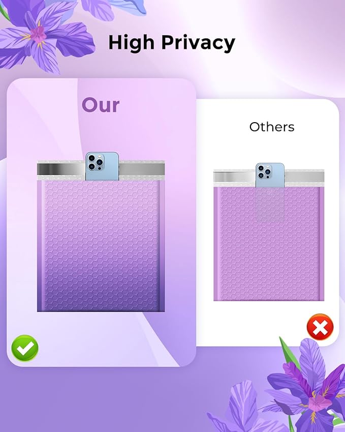 Metronic Bubble Mailers 8.5x12Inch 240 Pack Usable Size 8.5x11'' Gradient Purple Bubble Mailer Waterproof Padded Envelopes for Gift Packaging, Mailing, Makeup, Small Items Bulk