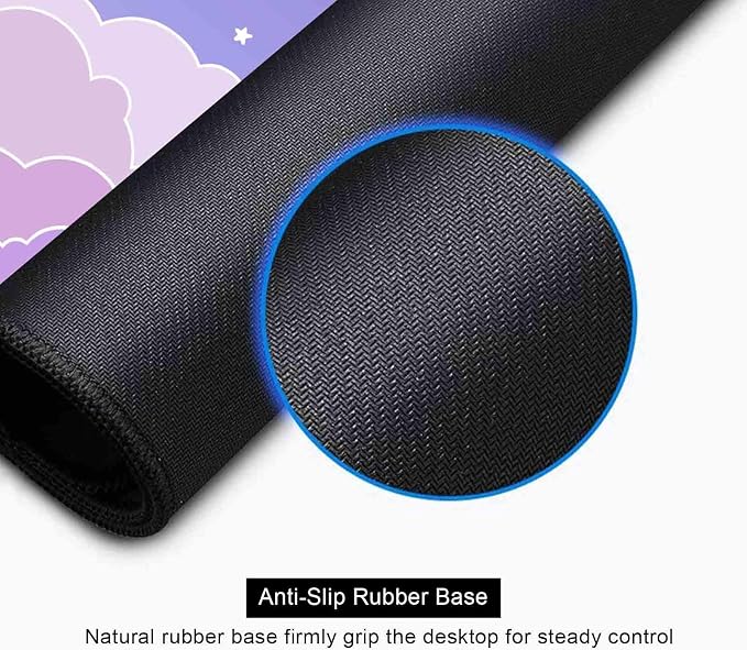 Cute Pastel Purple Desk Mat, Minimalist Large Gaming Mouse Pad Mousepad for Laplop, Kawaii Anime Desk Pad, Gradient Clouds Computer Pads, Aesthetic Stars Moon Deskpad, 31.5 X 11.8 Inch