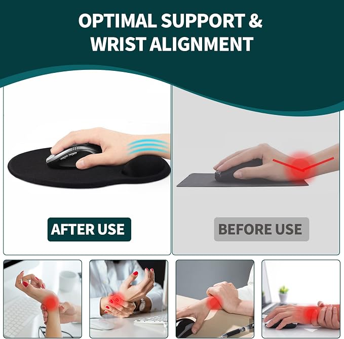 Mouse Pad with Wrist Rest, Comfortable Computer Mousepad with Gel Wrist Support Smooth Surface and Non-Slip PU Base for Pain Relief, Laptop, Office & Home (Tropical Plants)