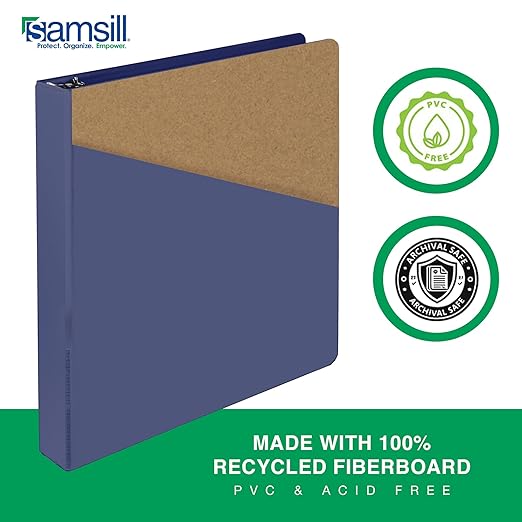 Samsill Durable 1 Inch Binder, D Ring Binder, Customizable Clear View Cover, Midnight Blue, Holds 225 Pages