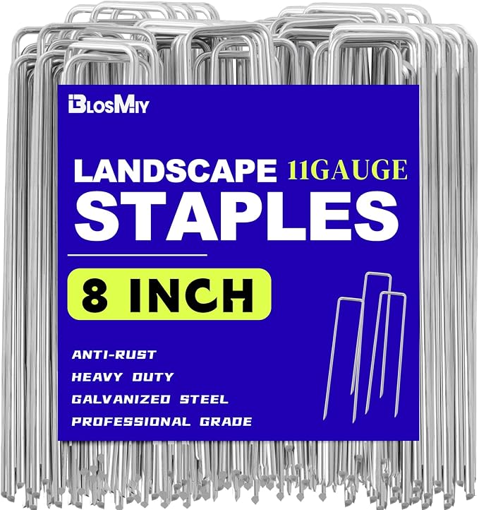 Landscape Staples, 100 Pack 8 Inch Heavy-Duty Garden Stakes | Rust-Resistant Galvanized Steel, Bend-Resistant, Strong Holding Power, for Artificial Turf, Landscape Fabric and Fencing