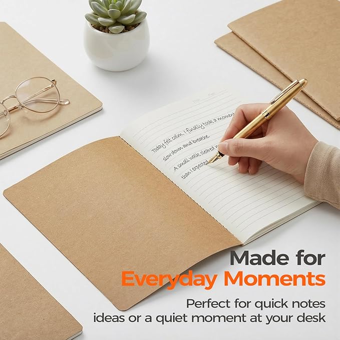 100 Pack Kraft Notebooks Bulk A5, 60 Pages Lined Ruled Journals, 8.3x5.5 Inches, Natural Kraft Cover Composition Notebooks for School Office Students Artists