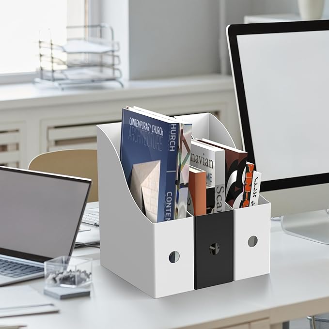 Simple Houseware 6-Pack Magazine File Holder Box, Foldable Cardboard Organizer, White