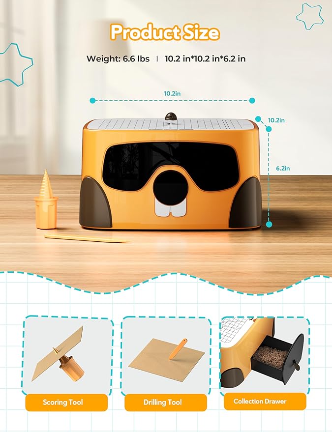Cardboard Cutter for Kids, Safe DIY Cardboard Construction Tool Kit, Educational Craft Toy for 4+ Boys and Girls, for Creativity Projects 3D Models