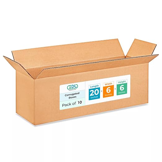Long Shipping & Moving Boxes 20x6x6 inches (10-Pack) - Extra Strength 200 lb vs Regular - Corrugated Strong Boxes for Packaging Moving - Packing Box for Moving - Cardboard Box by IDL Packaging | Extra Strength 200 lb vs Regular - Corrugated Strong Boxe...