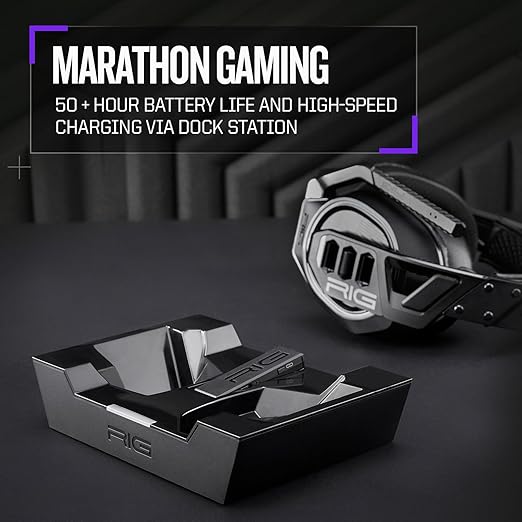 RIG 900 MAX HX Universal Dual Wireless Headset 2.4GHz / Bluetooth Officially Licensed for Xbox – Works with PC, PS4, PS5, Switch, Android, iPhone - Charging Base - 60 Hr Battery - Dolby Atmos 3D Audio