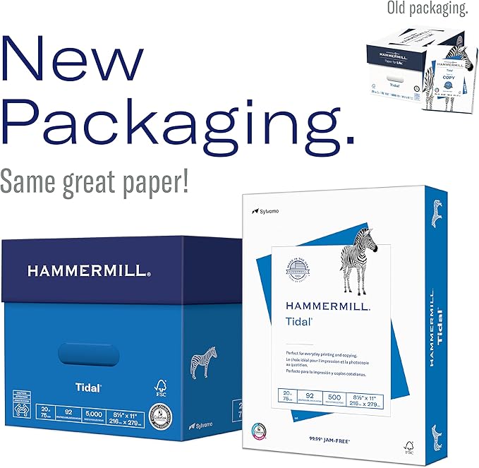 Hammermill Printer Paper, 20 lb Tidal Copy Paper, 8.5 x 11-8 Ream (4,000 Sheets) - 92 Bright, Made in the USA, 162400C