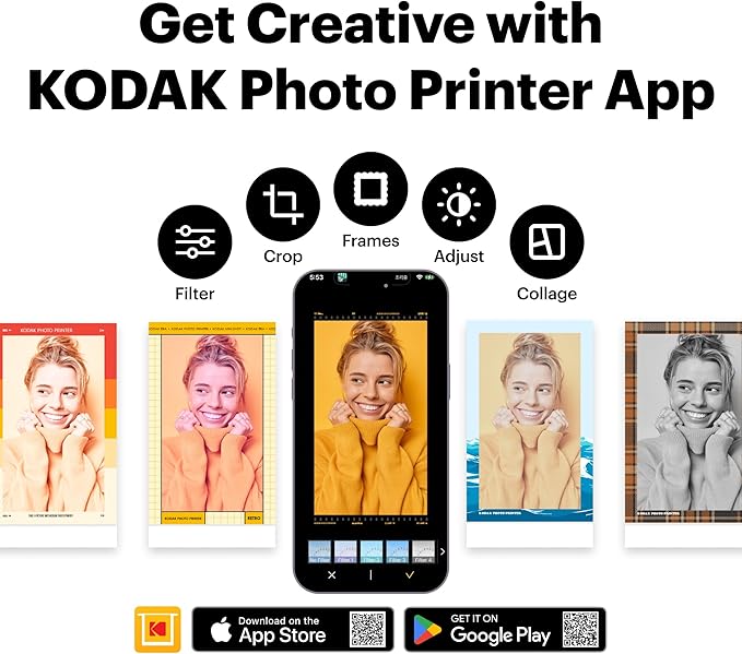 KODAK Mini 2 Retro 2x3 Portable Photo Printer, 38 Sheets, Bluetooth Smartphone Printer for iPhone & Android, Instant Color Prints, 4PASS Dye Sublimation, Yellow