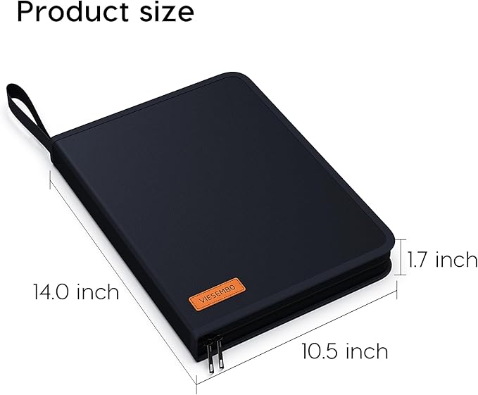 Important Document Organizer Zipper Binder,Fireproof Document Bag for Birth Certificate Protector, Waterproof Bill Organizer in Case I Go Missing Binder for Home Safe, 4 Ring Receipt Holder(Blue)