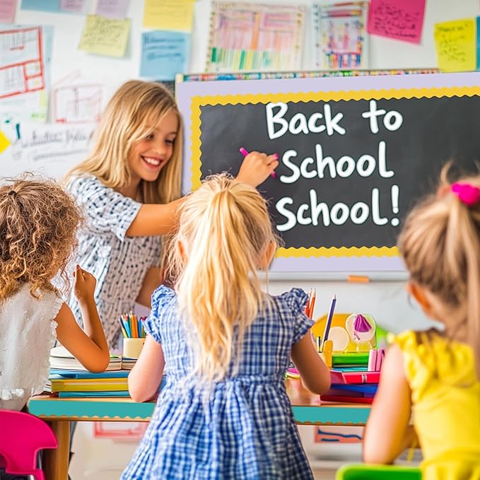 8 Rolls 262.4 Ft Bright Bulletin Board Borders Set - Decorations for Office, School Classroom Decor, Teachers & Home DIY - Posters & Birthday Parties - Board Trim （Zestera Color）