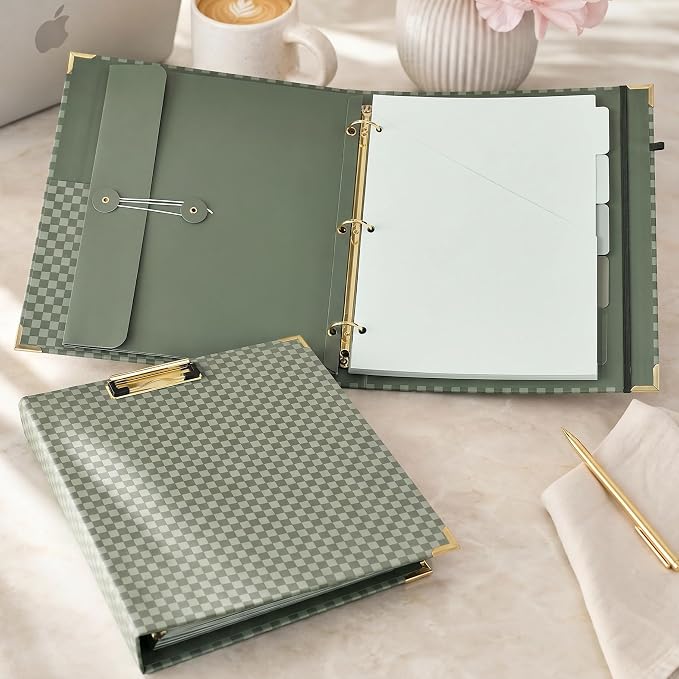 Aesthetic Clipboard Binder with Dividers - 3 Ring Organizer for Work | Sturdy Document Organizer, Clipboard Folder and Planner Folio for Streamlined School Projects, Notes and Office Productivity
