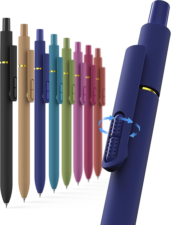 Hiacry 8 Pcs Gel Pens, Quick-Dry Long Lasting Black Ink-0.7mm Fine Point | Smooth Writing Fidget Pens, Stress Relief, No Smear, No Bleed, Journaling, Note Taking,Work, School,Office, Students & Adults