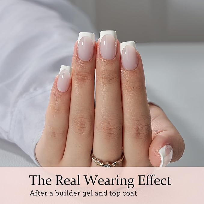 BTArtboxnails XCOATTIPS French Tip Nails - White Press On Nails Short, 160 Pcs Milky White Square Soft Gel Nail Tips, Soak Off False Nail Extensions For Gift