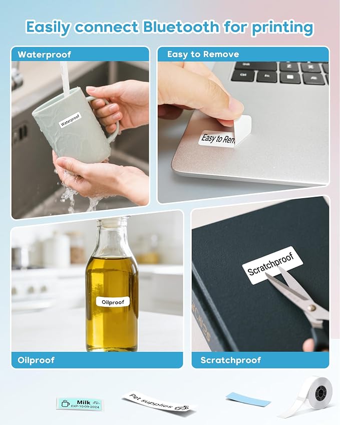 ORGBRO Label Maker, Bluetooth Label Maker Machine with Tape, DX1-White | Thermal Label Printer for Home, Office, School Organization, Fits Pre-Cut & Continuous Labeler, Sticker Maker, White